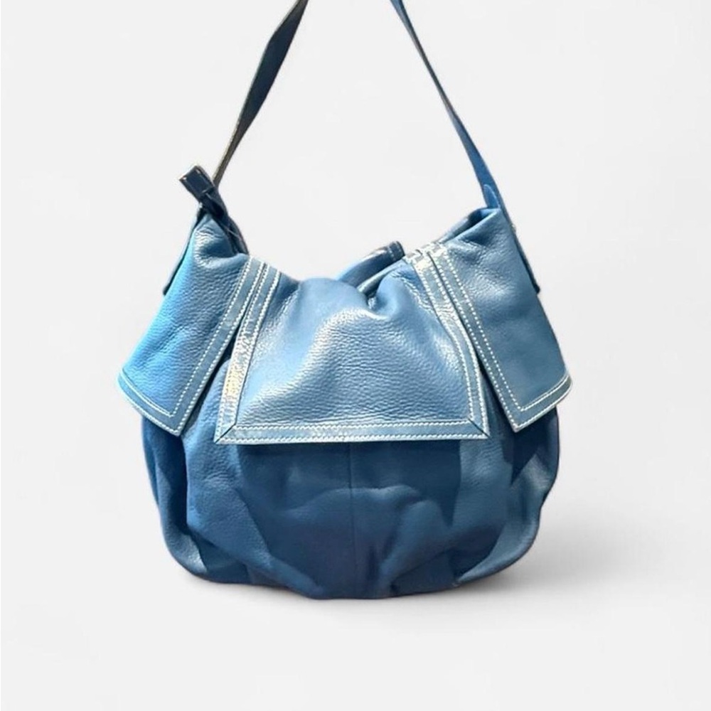 NWOT Vanda Francis Stylish Blue genuine Leather Shoulder Bag - Women